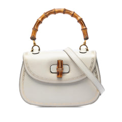 Gucci Calfskin Frame Print Bamboo Top Handle Bag