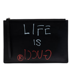 Gucci Calfskin Ghost Zip Clutch