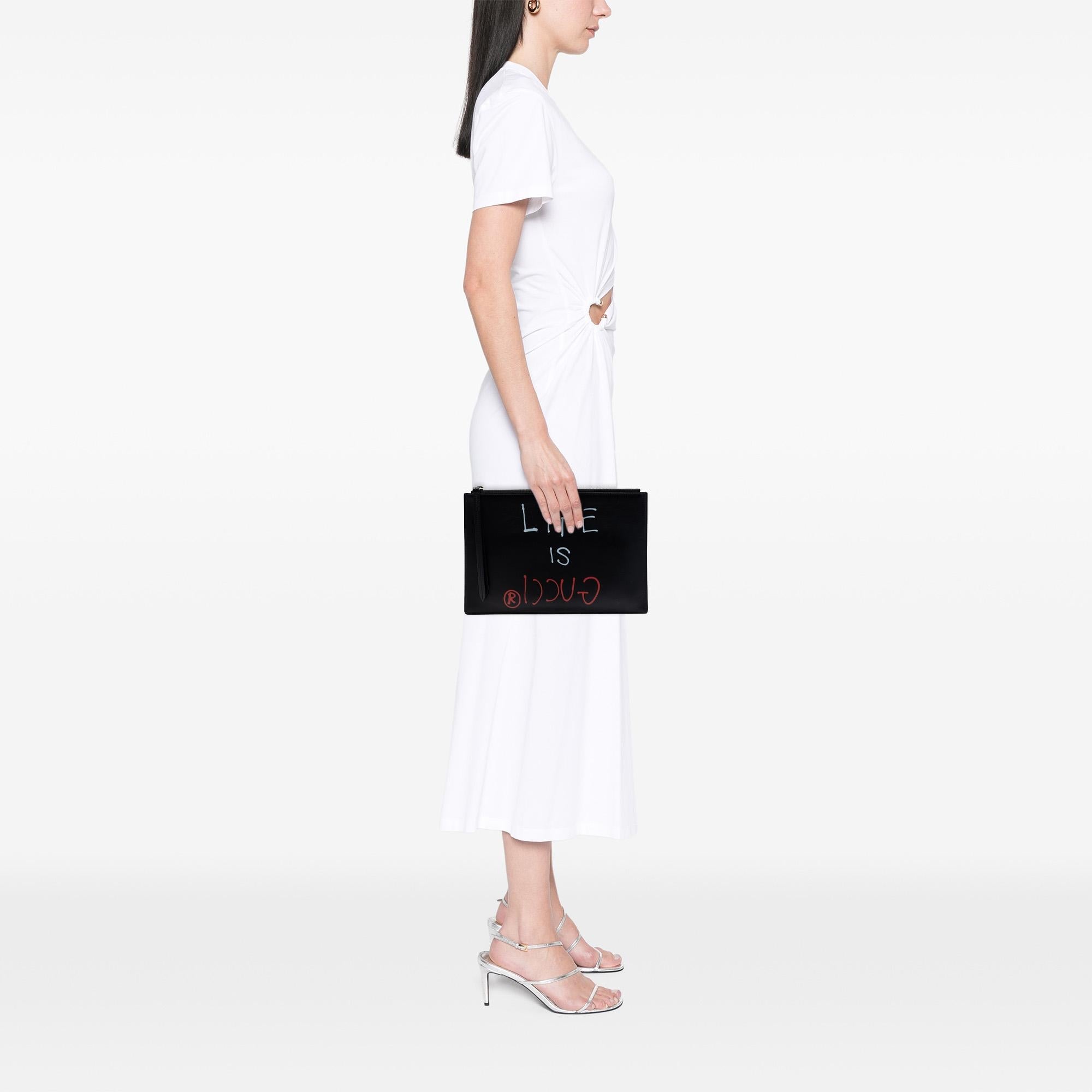 Gucci Calfskin Ghost Zip Clutch