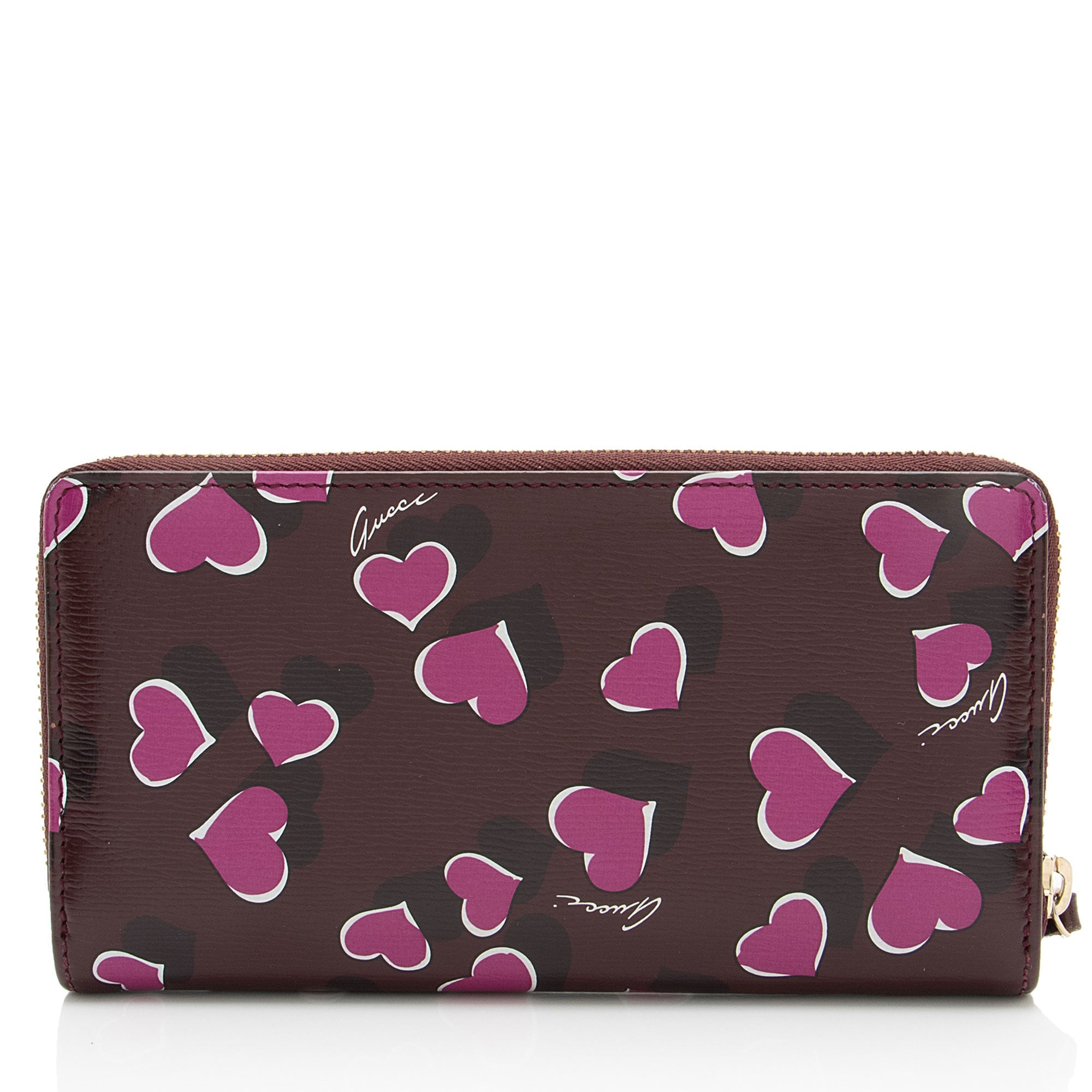 Gucci Calfskin Heartbeat Zip Around Wallet