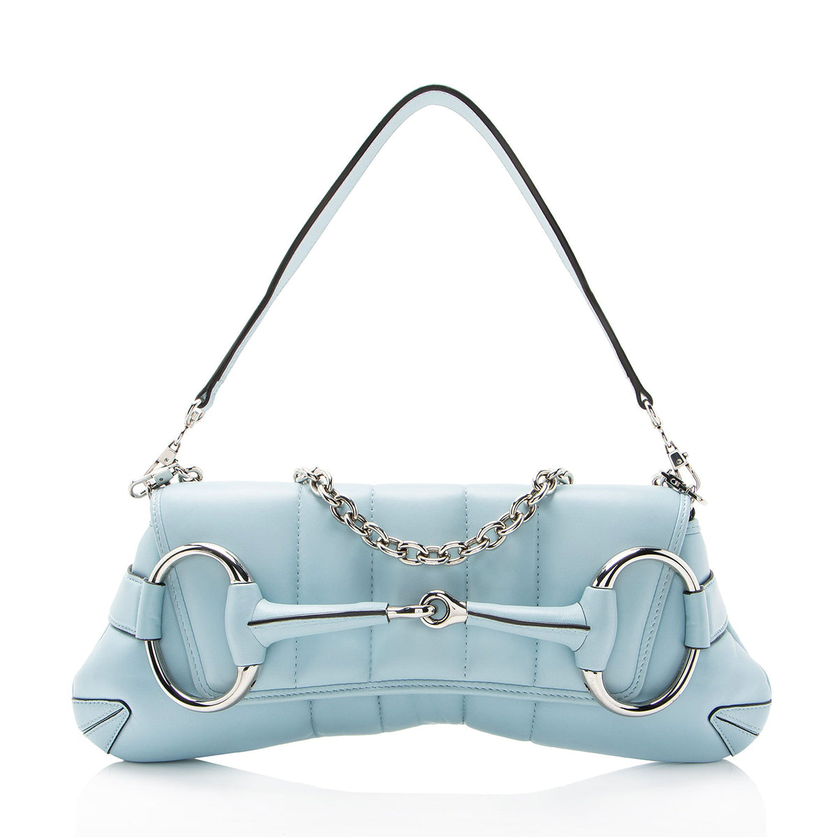 Gucci Calfskin Horsebit Chain Medium Shoulder Bag