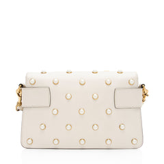Gucci Calfskin Pearl Bee Broadway Mini Shoulder Bag