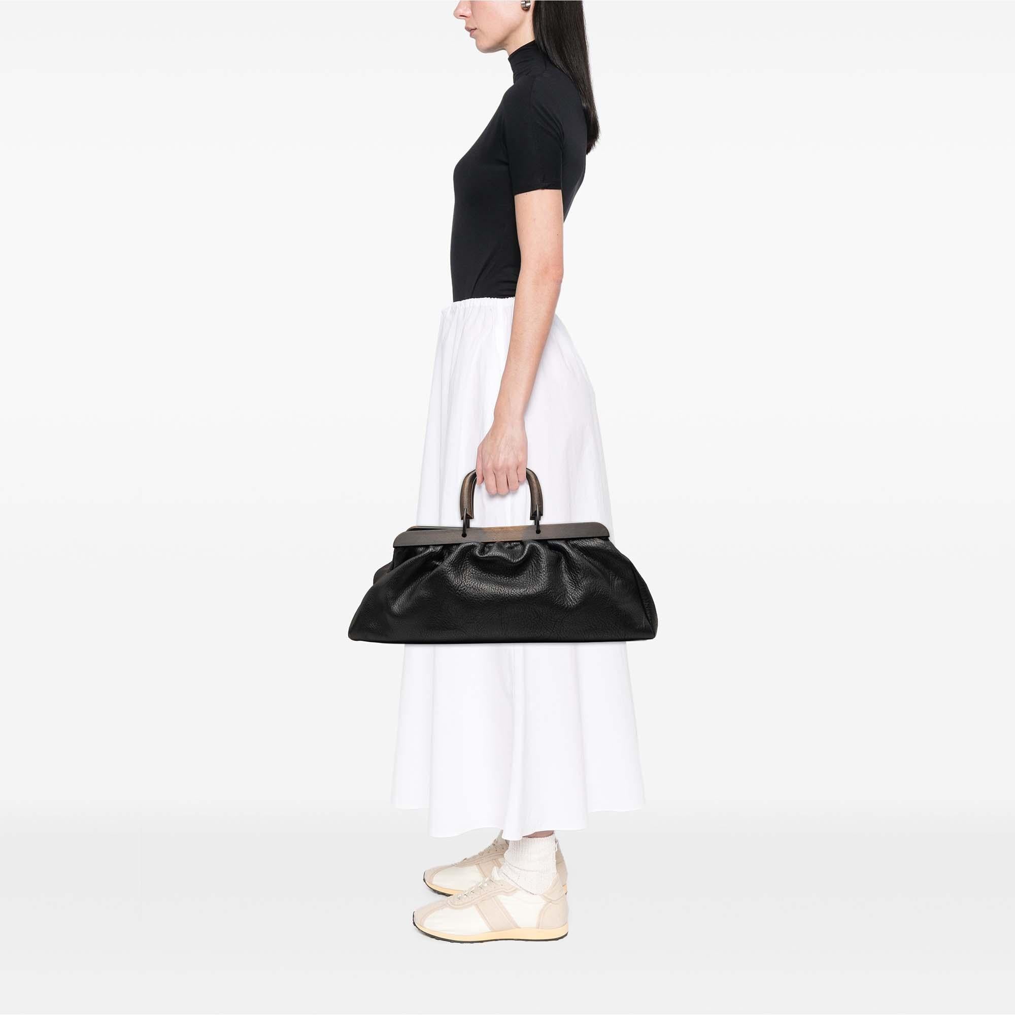 Gucci Calfskin Wood Frame Handbag