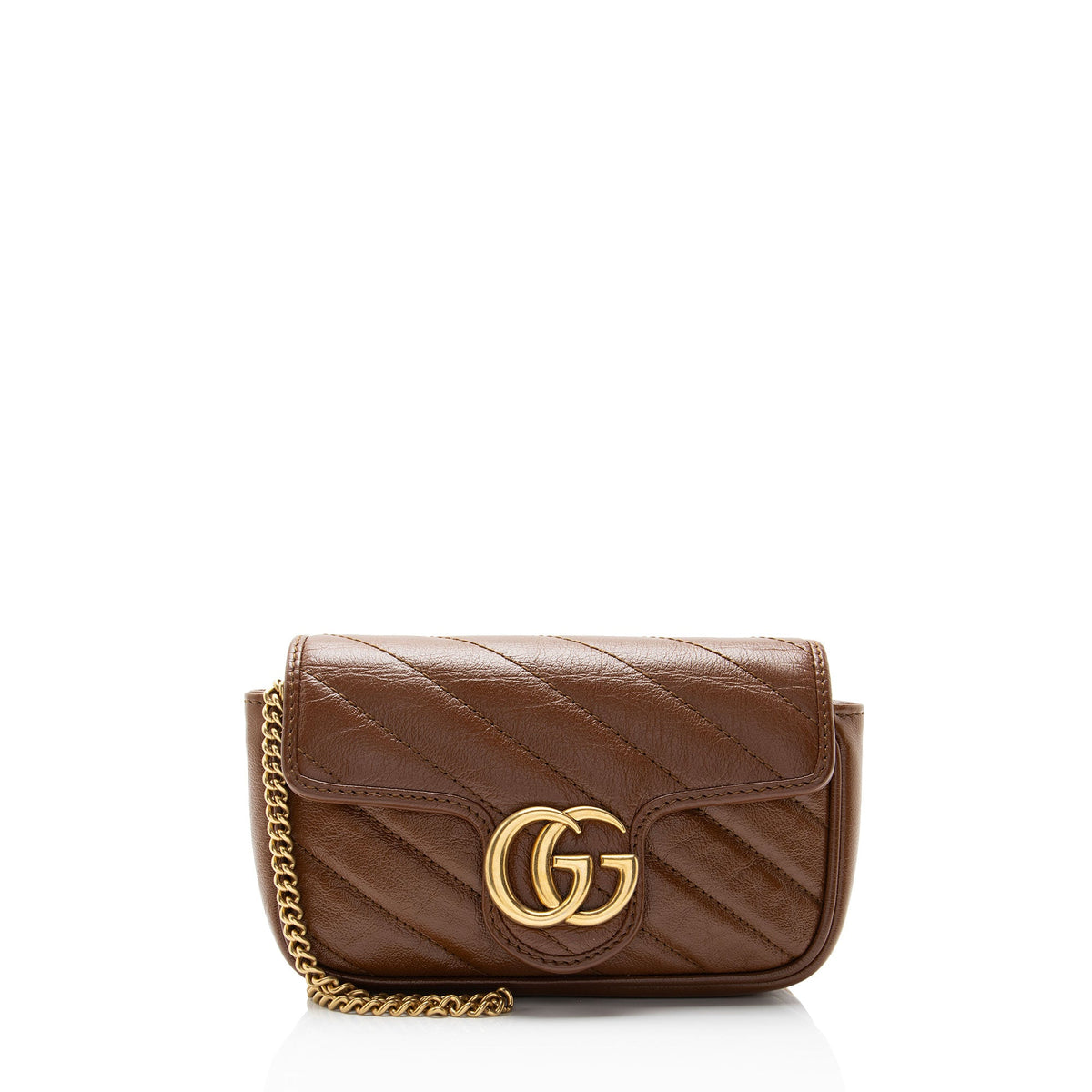 Gucci Diagonal Matelasse Leather GG Marmont Mini Flap Bag
