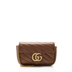 Gucci Diagonal Matelasse Leather GG Marmont Mini Flap Bag
