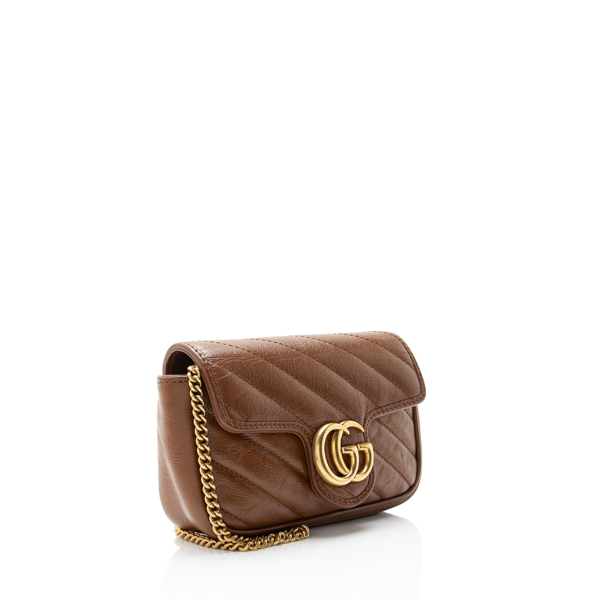 Gucci Diagonal Matelasse Leather GG Marmont Mini Flap Bag
