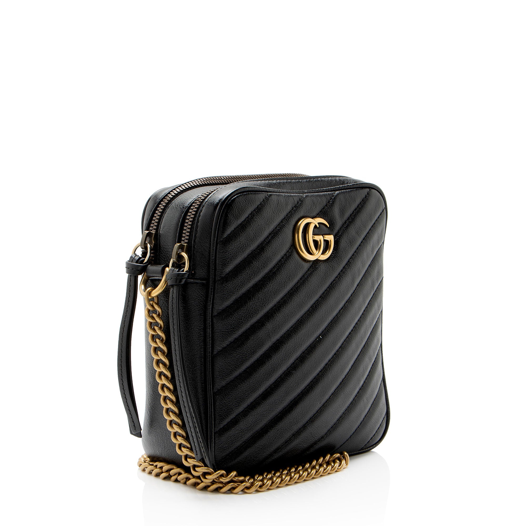 Gucci Diagonal Matelasse Leather GG Marmont Rectangular Mini Shoulder Bag