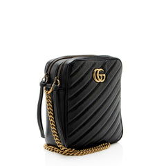 Gucci Diagonal Matelasse Leather GG Marmont Rectangular Mini Shoulder Bag