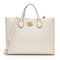 Gucci Diagonal Matelasse Leather GG Marmont Tote