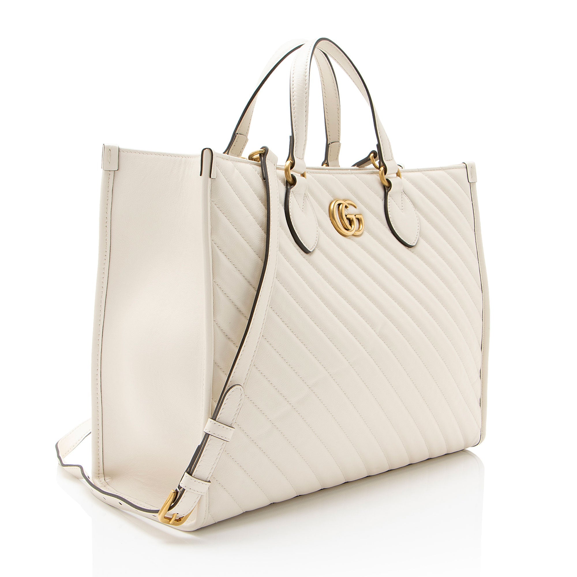 Gucci Diagonal Matelasse Leather GG Marmont Tote