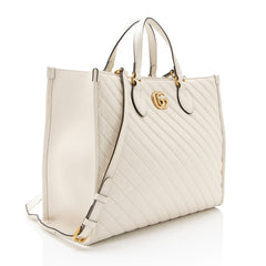 Gucci Diagonal Matelasse Leather GG Marmont Tote