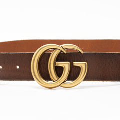 Gucci Distressed Leather GG Marmont Belt - Size 32 / 80