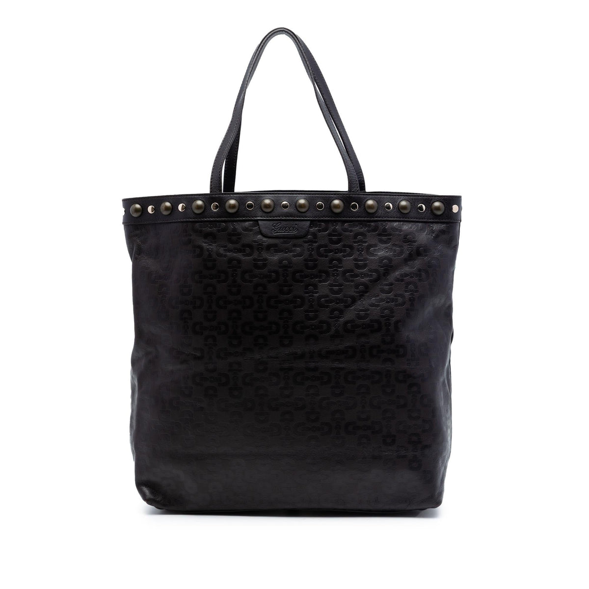 Gucci Embossed Studded Leather Horsebit Tote