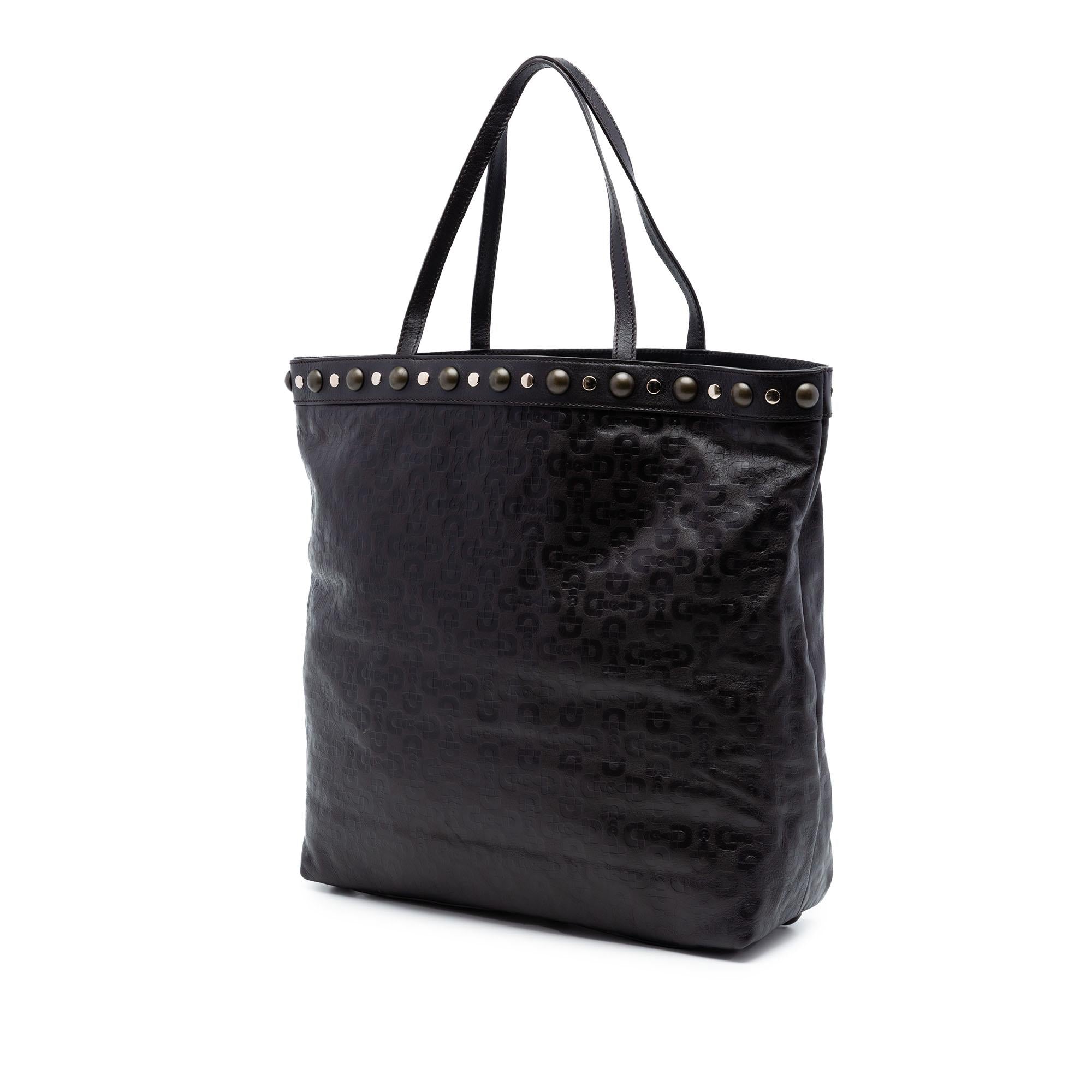 Gucci Embossed Studded Leather Horsebit Tote