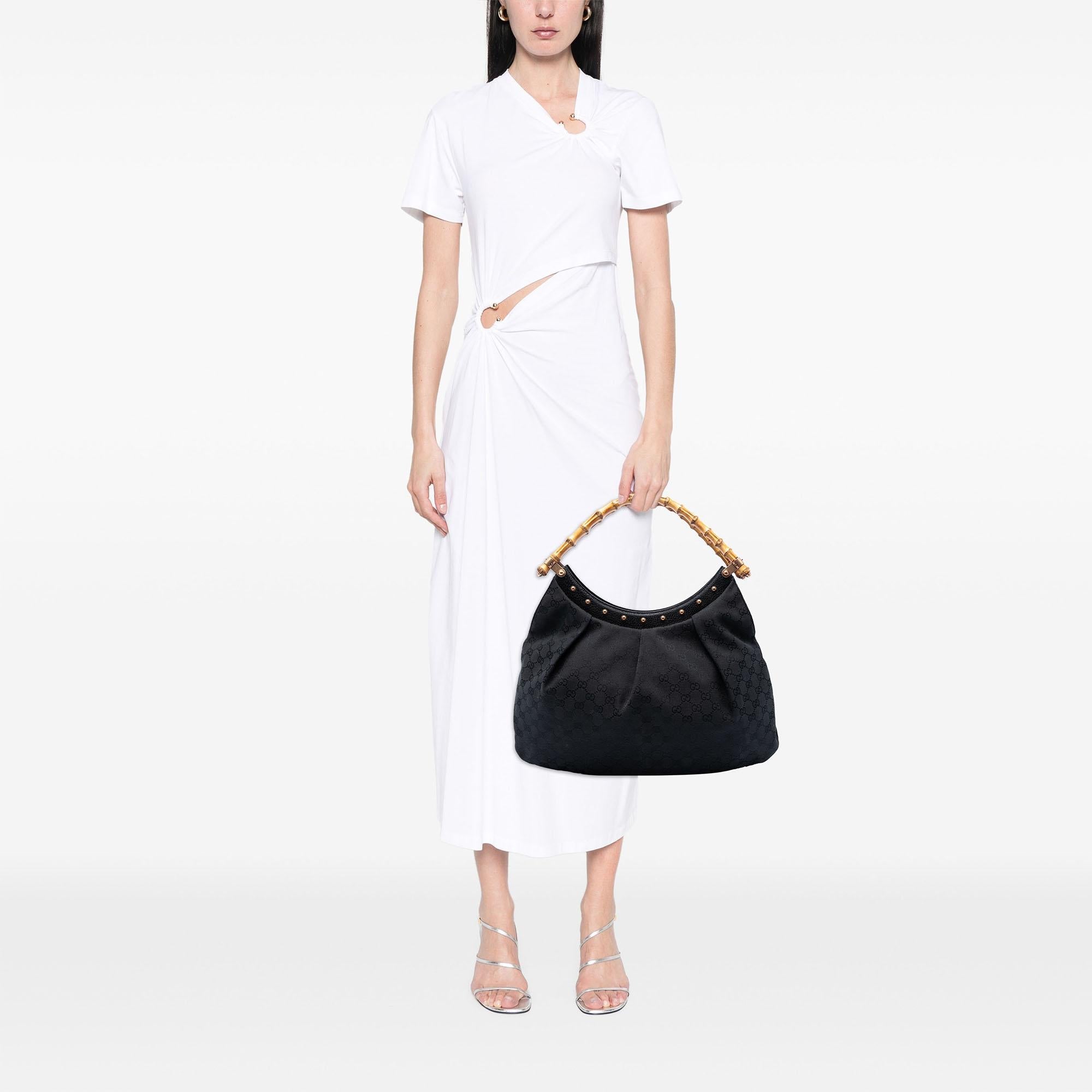 Gucci GG Canvas Bamboo Studded Hobo