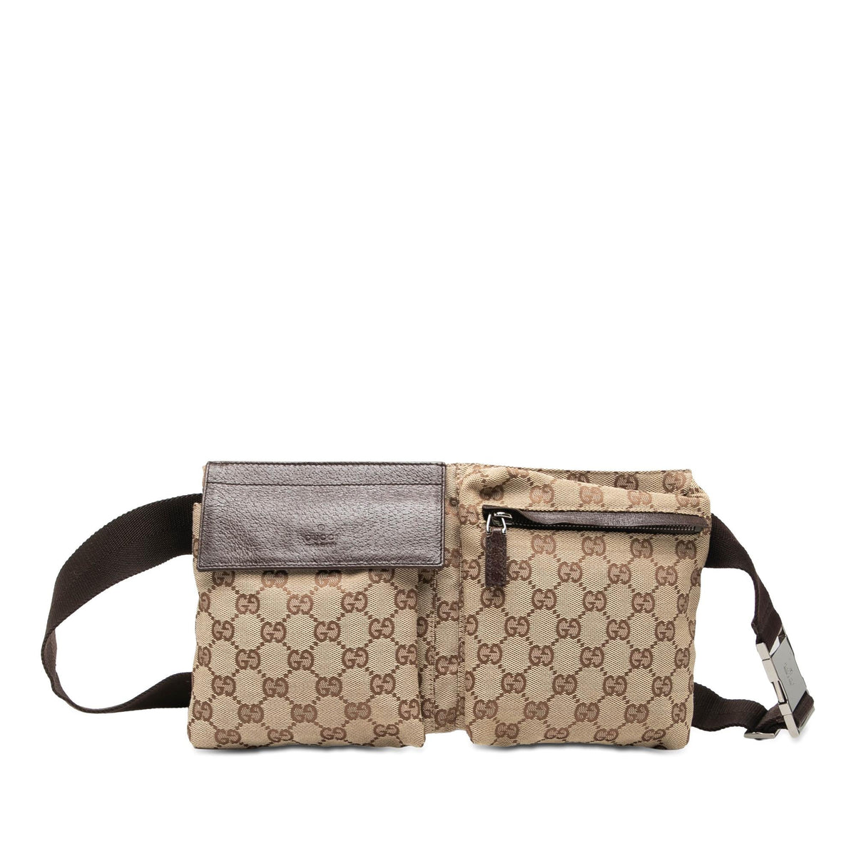 Gucci GG Canvas Double Pocket Belt Bag
