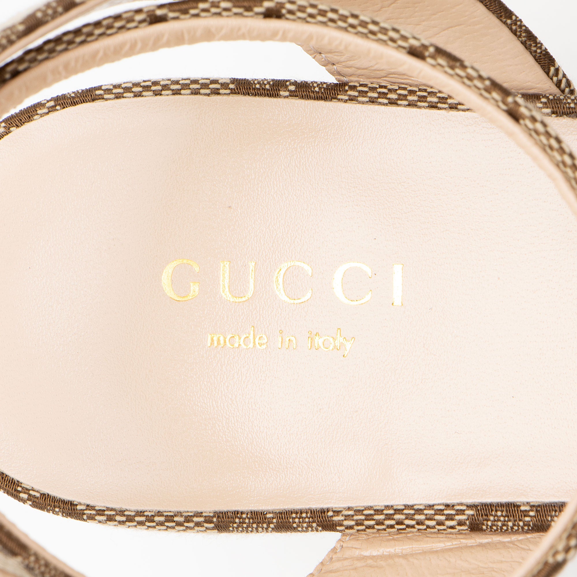 Gucci GG Canvas Horsebit Platform Sandals - Size 9 / 39