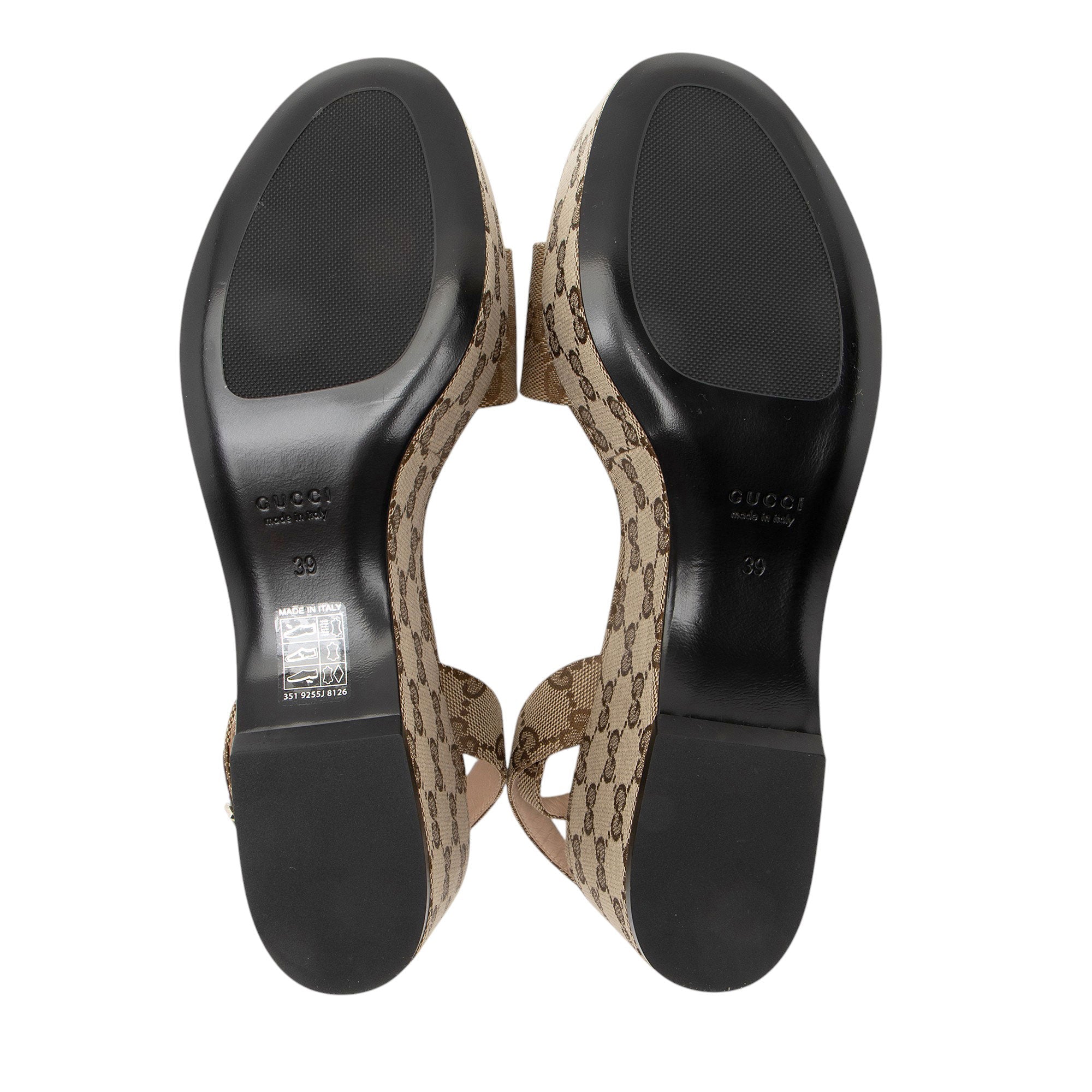 Gucci GG Canvas Horsebit Platform Sandals - Size 9 / 39