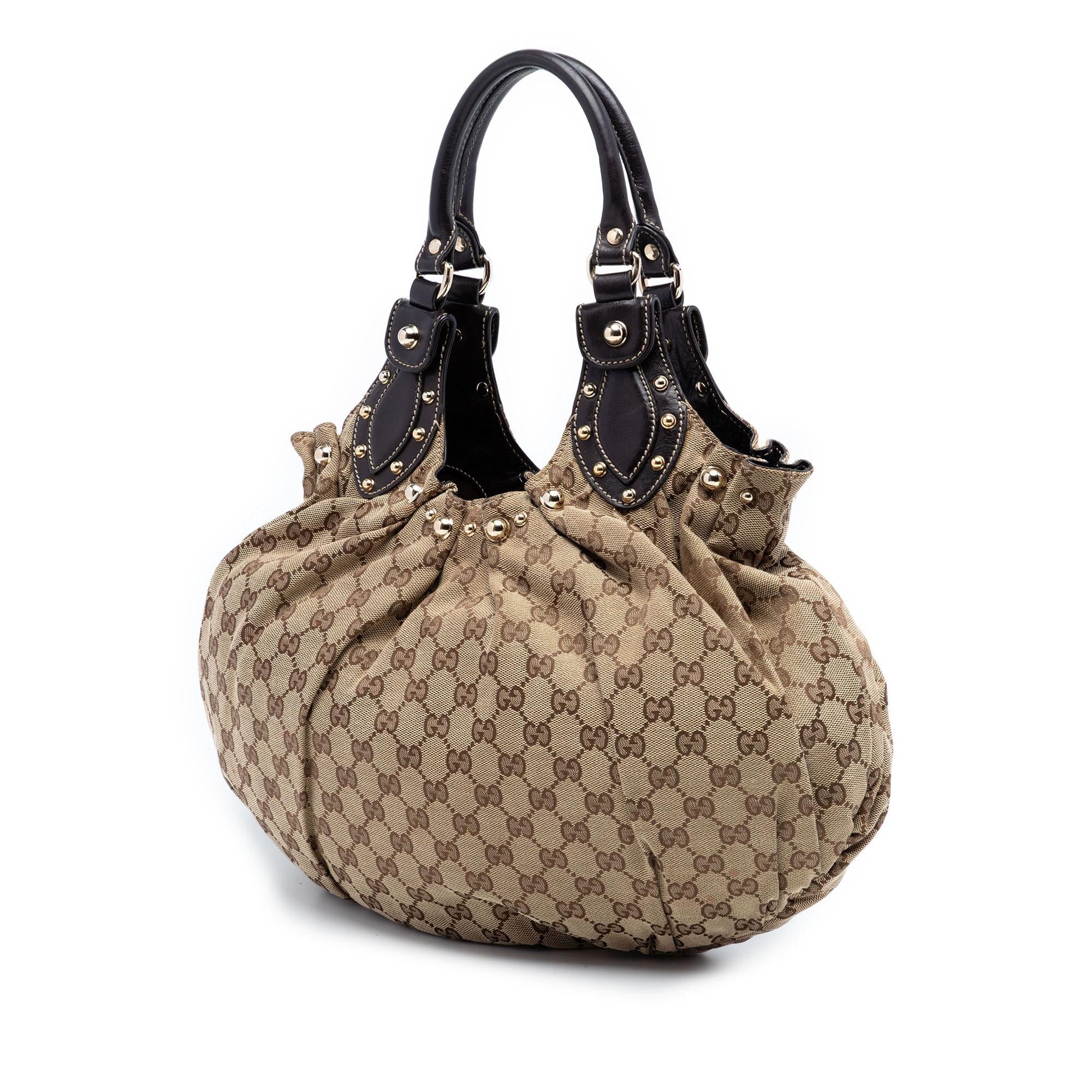 Gucci GG Canvas Studded Pelham Hobo Bag