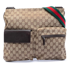 Gucci GG Canvas Web Double Pocket Crossbody