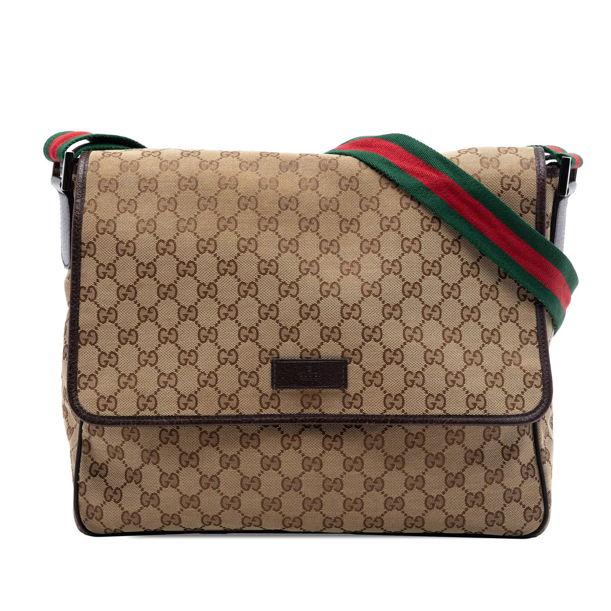 Gucci GG Canvas Web Flap Messenger Bag
