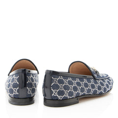 Gucci GG Denim Crystal Horsebit Jordaan Loafers - Size 7 / 37
