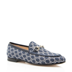 Gucci GG Denim Crystal Horsebit Jordaan Loafers - Size 7 / 37
