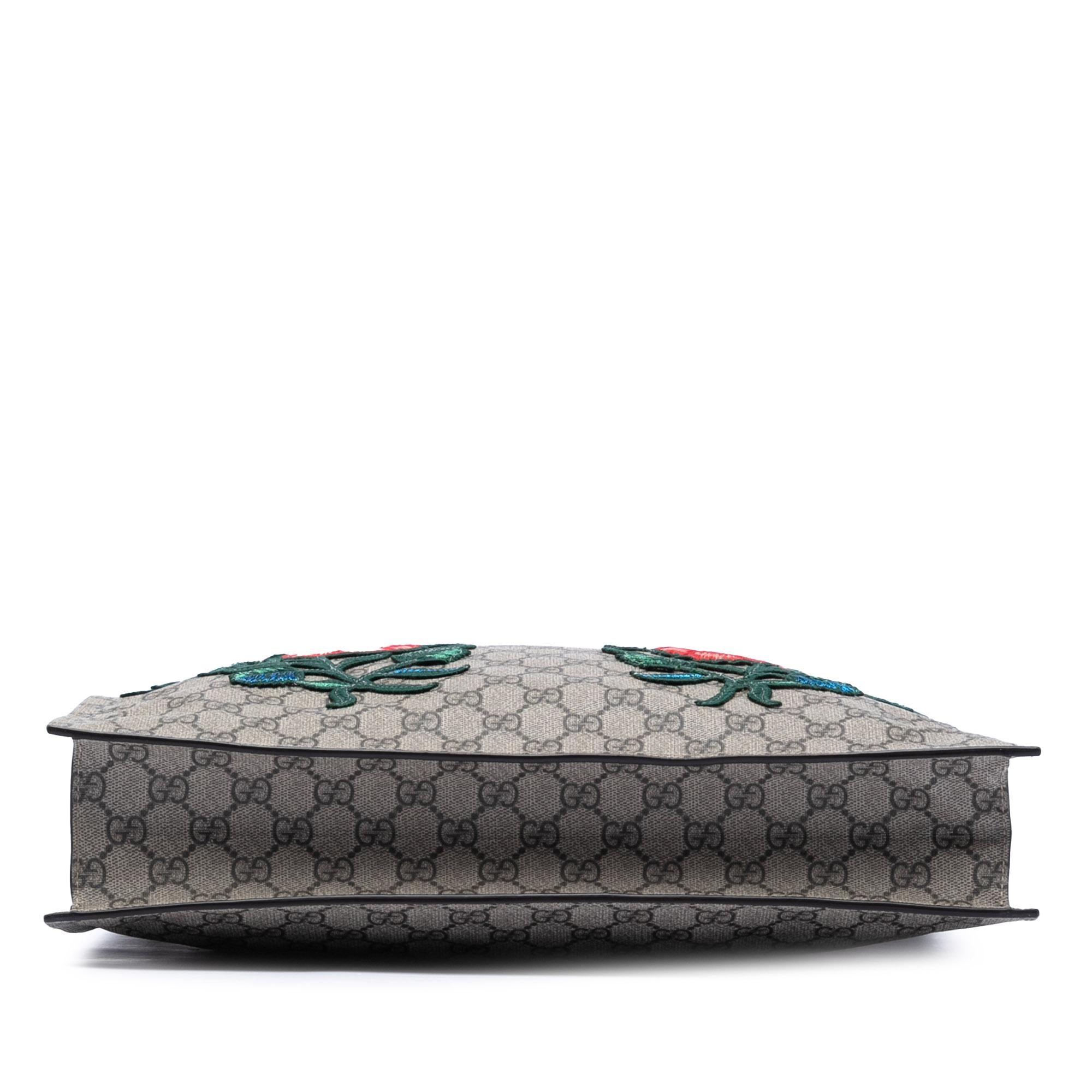 Gucci GG Supreme Butterfly and Flower Embroidery Convertible Soft Tote