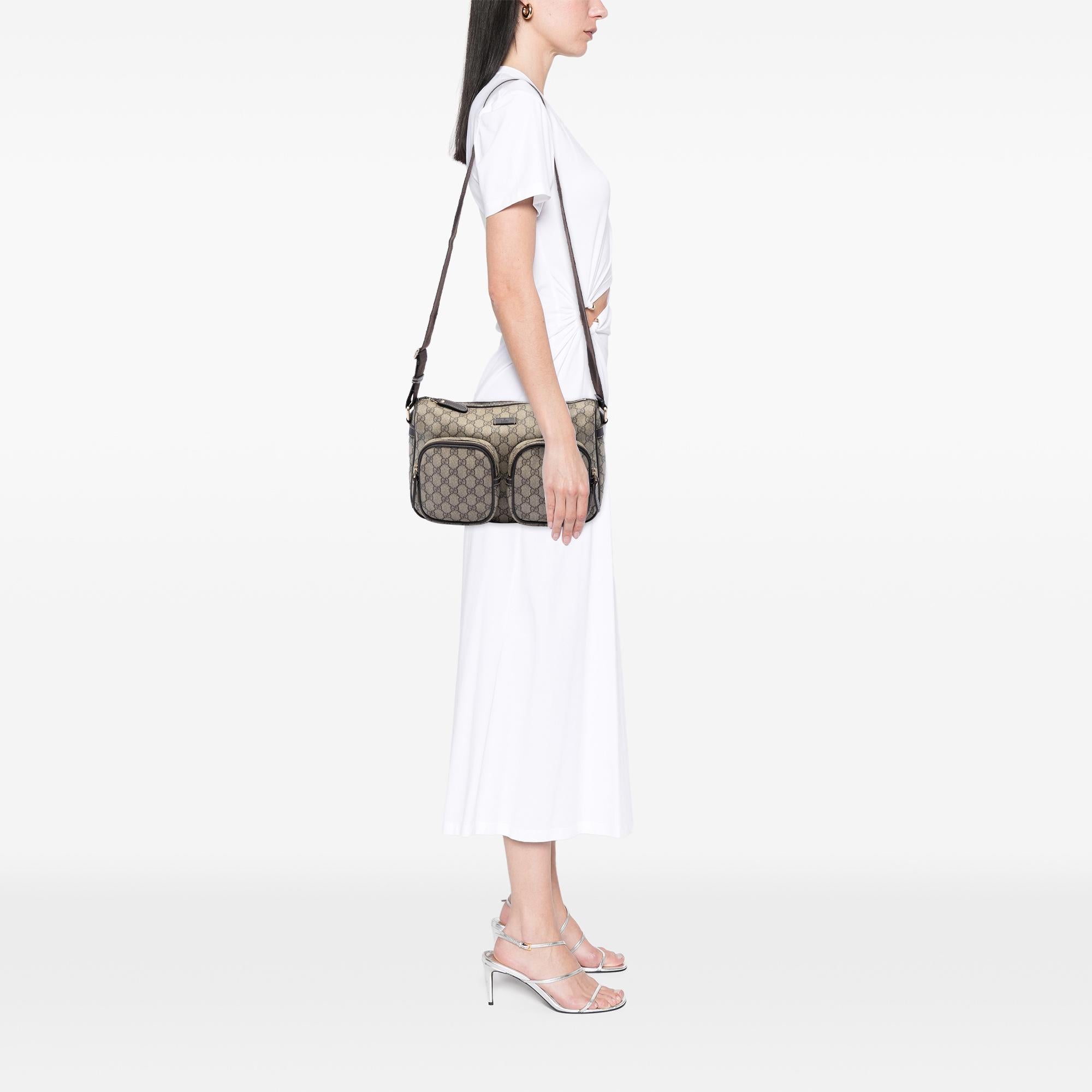 Gucci GG Supreme Double Pocket Crossbody