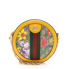 Gucci GG Supreme Flora Ophidia Round Mini Shoulder Bag