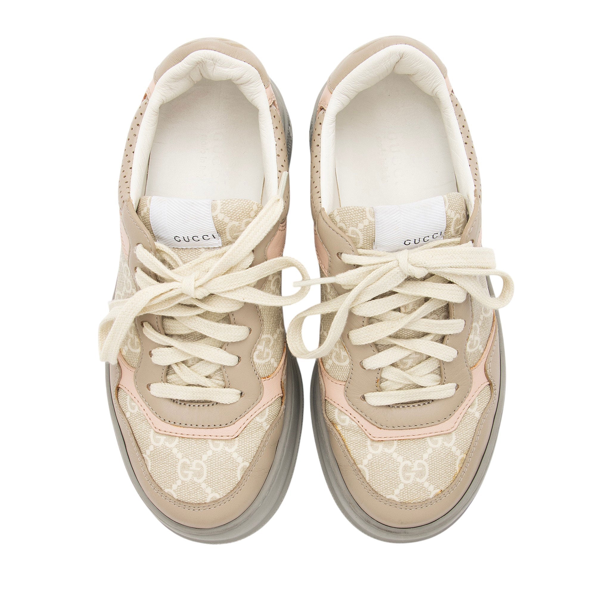 Gucci GG Supreme Leather Interlocking G Platform Sneakers - Size 7.5 / 37.5