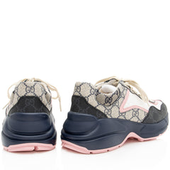 Gucci GG Supreme Mixed Fabric Rhyton Sneakers - Size 7 / 37