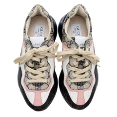 Gucci GG Supreme Mixed Fabric Rhyton Sneakers - Size 7 / 37