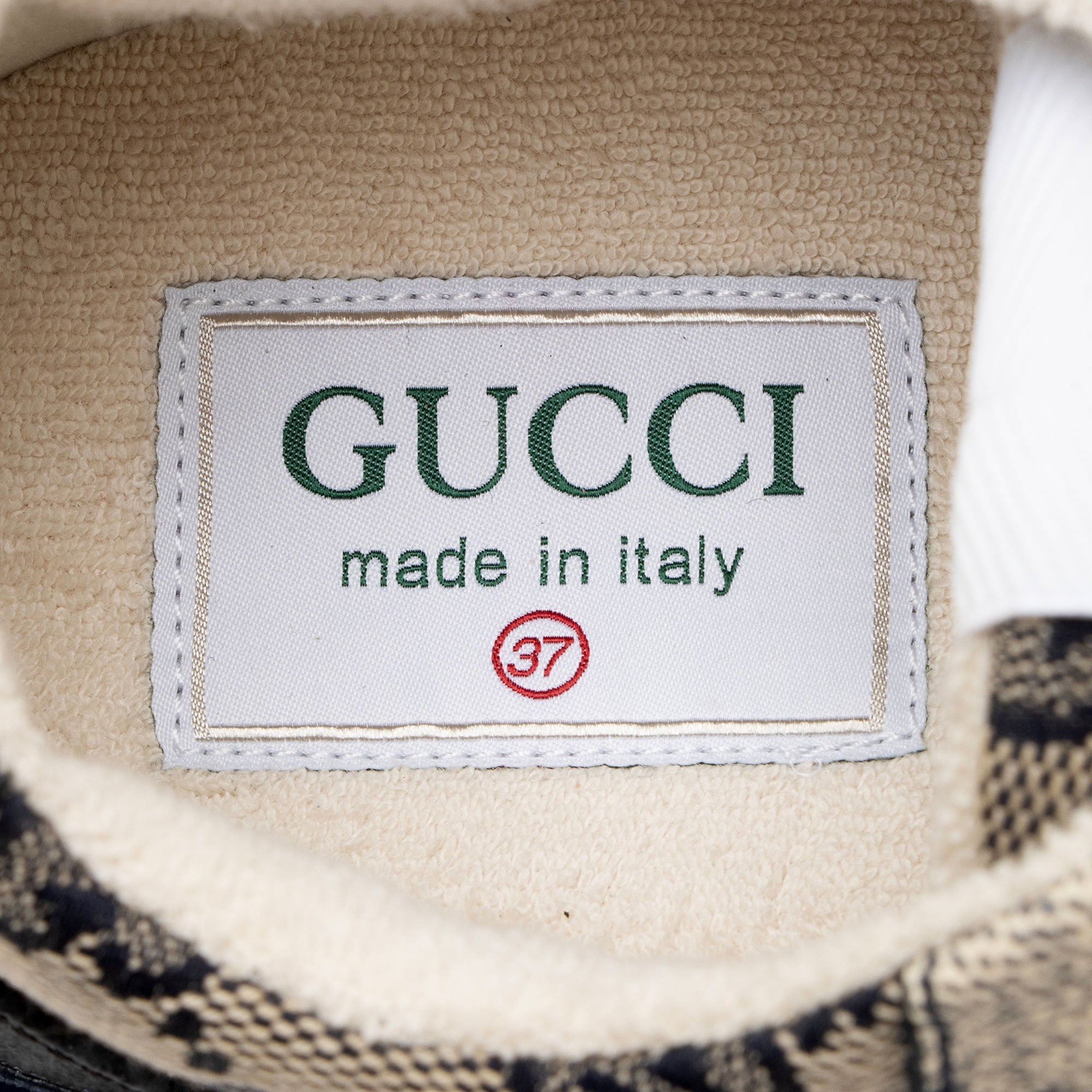 Gucci GG Supreme Mixed Fabric Rhyton Sneakers - Size 7 / 37