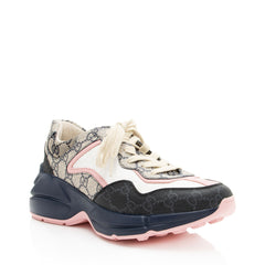 Gucci GG Supreme Mixed Fabric Rhyton Sneakers - Size 7 / 37