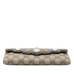 Gucci GG Supreme Pearl Studded Peony Long Wallet