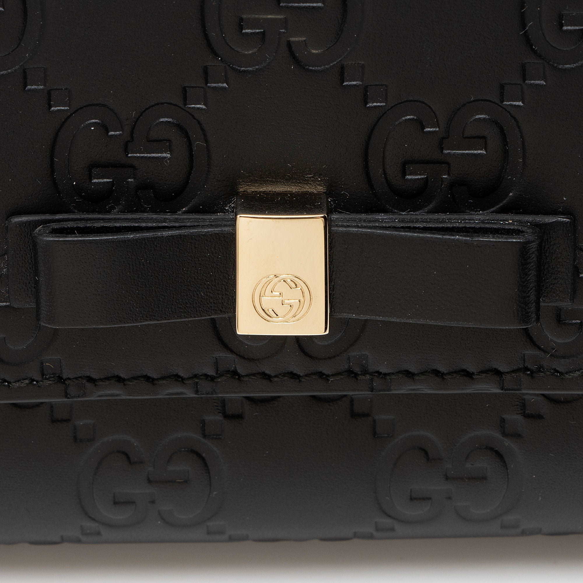 Gucci Guccissima Leather Signature Bow Continental Wallet