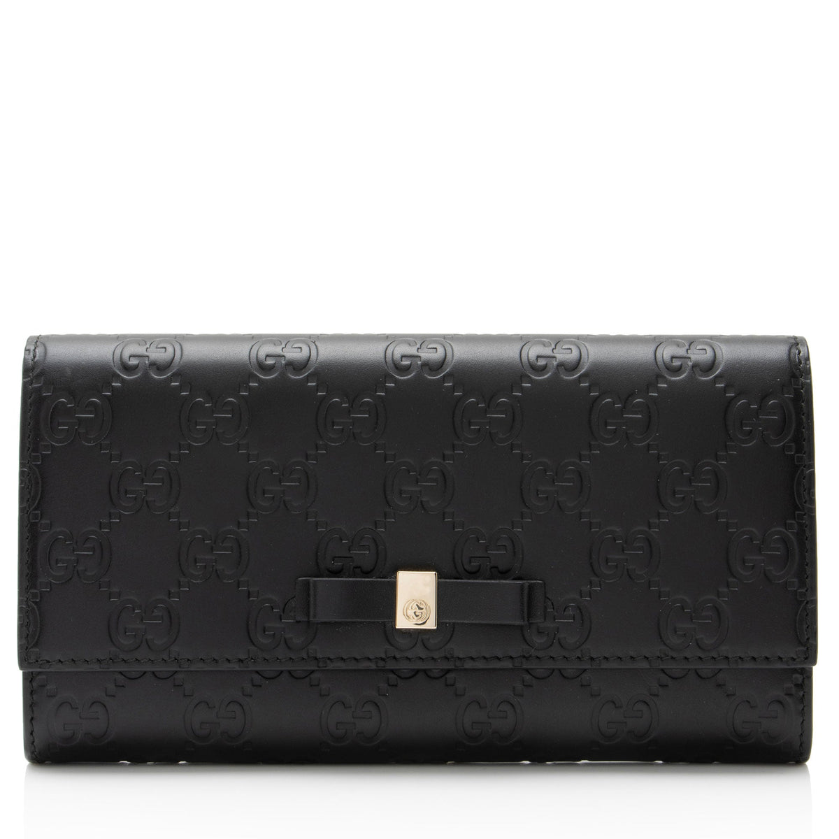 Gucci Guccissima Leather Signature Bow Continental Wallet