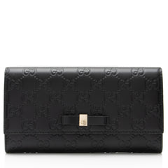 Gucci Guccissima Leather Signature Bow Continental Wallet