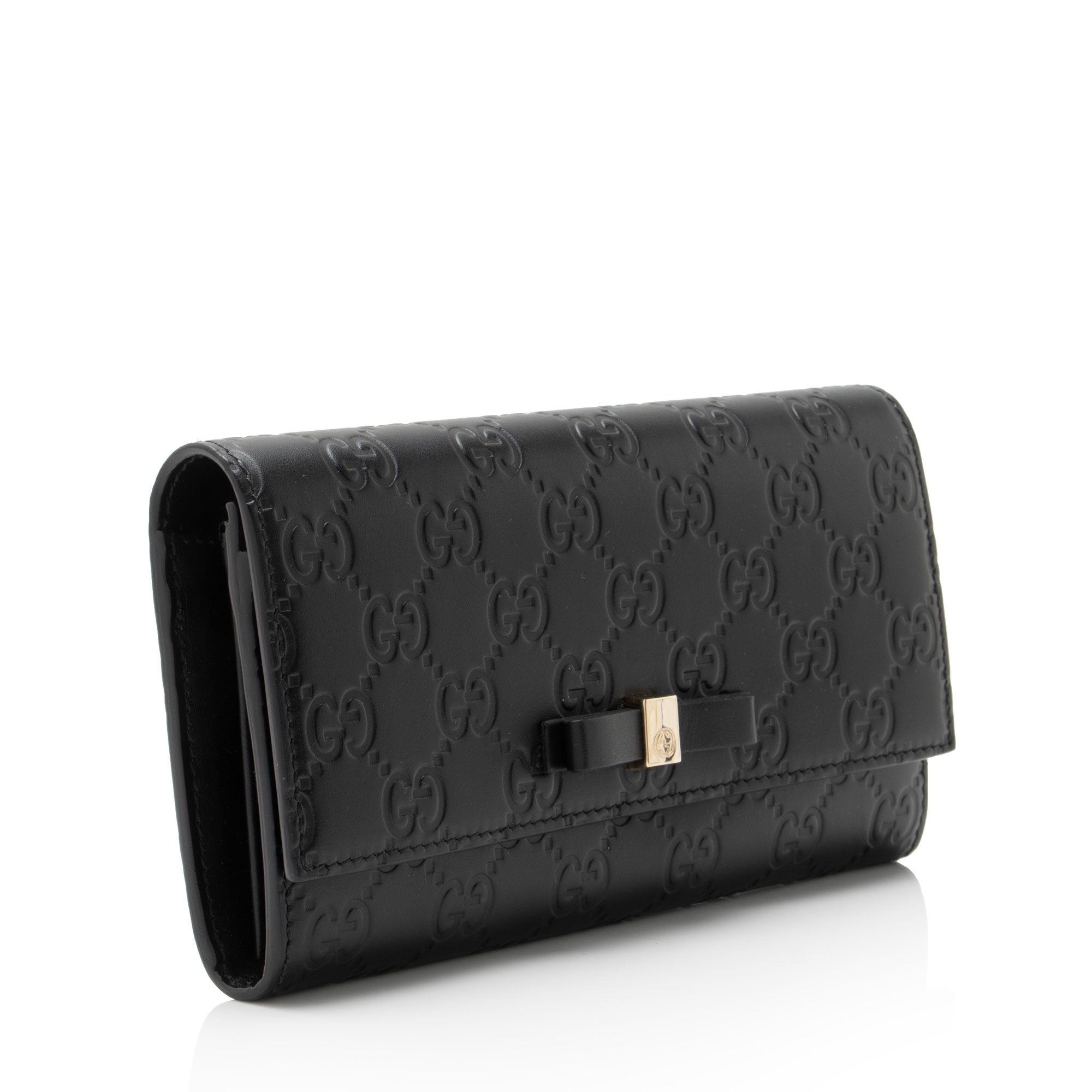 Gucci Guccissima Leather Signature Bow Continental Wallet