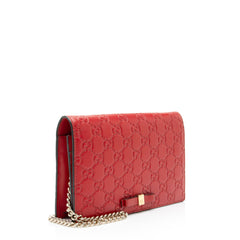 Gucci Guccissima Leather Signature Bow Mini Wallet on Chain