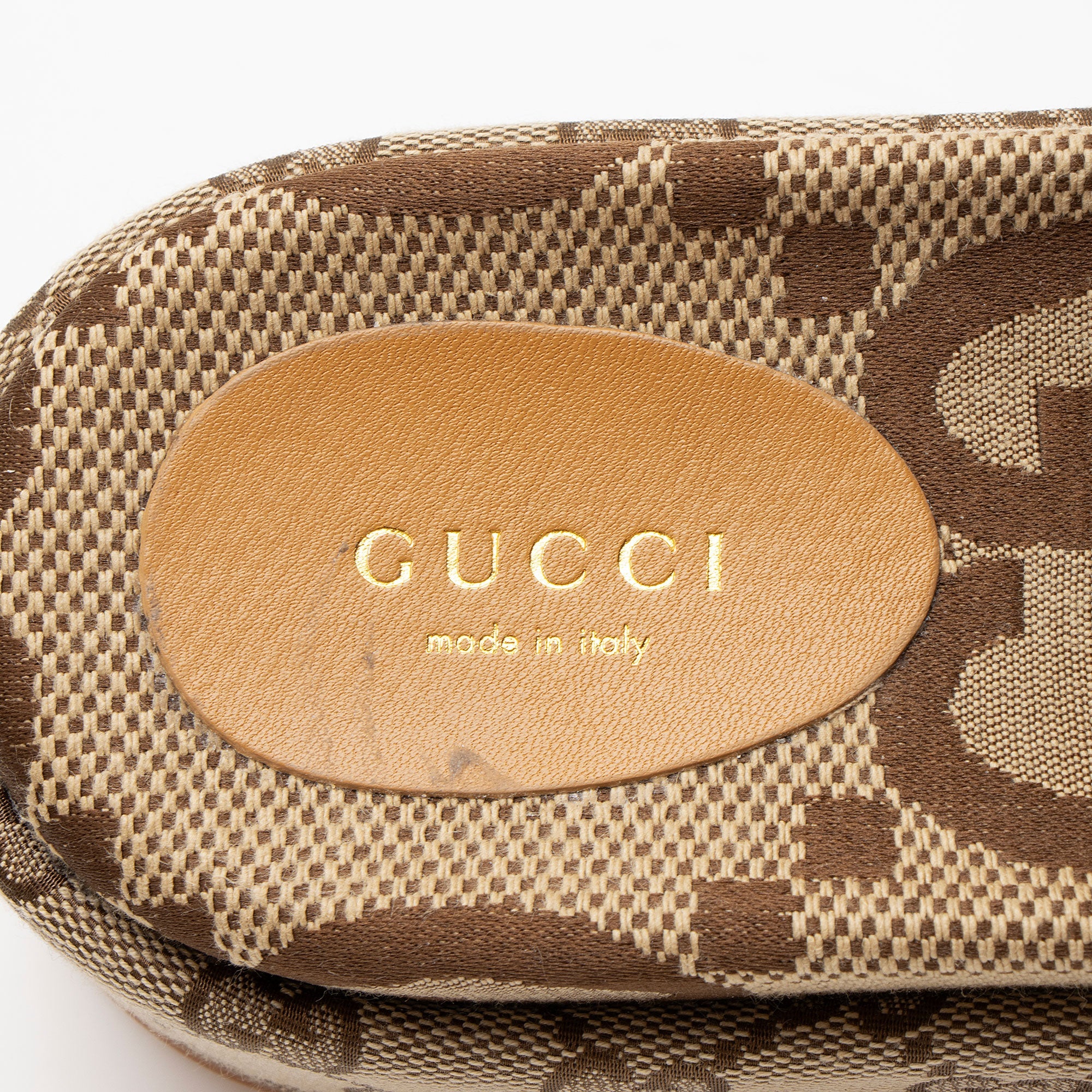 Gucci Jumbo GG Canvas Angelina Slide Platform Sandals - Size 7 / 37
