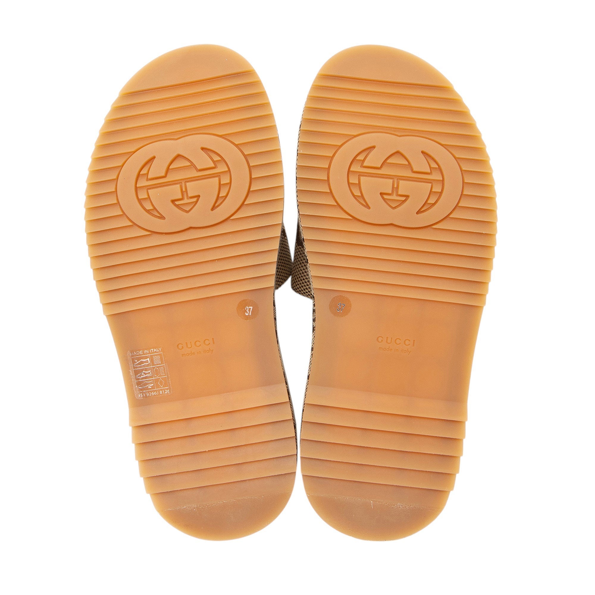Gucci Jumbo GG Canvas Angelina Slide Platform Sandals - Size 7 / 37