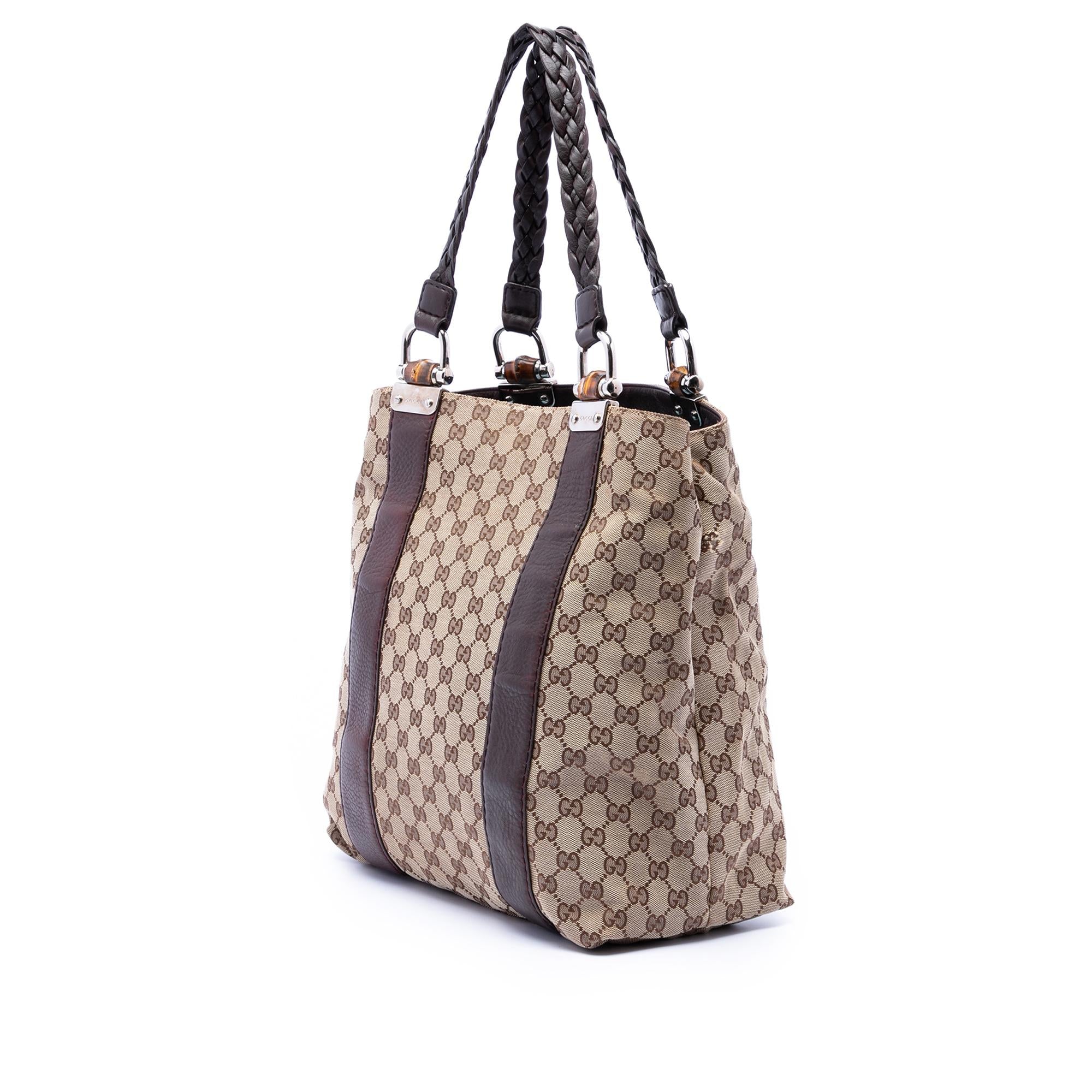 Gucci Large GG Canvas Bamboo Libeccio Tote