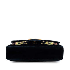 Gucci Large GG Marmont Matelasse Velvet Embroidered Loved Shoulder Bag