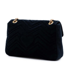 Gucci Large GG Marmont Matelasse Velvet Embroidered Loved Shoulder Bag