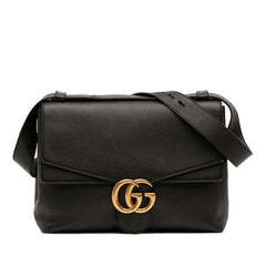 Gucci Large GG Marmont Pebbled Calfskin Flap Shoulder Bag