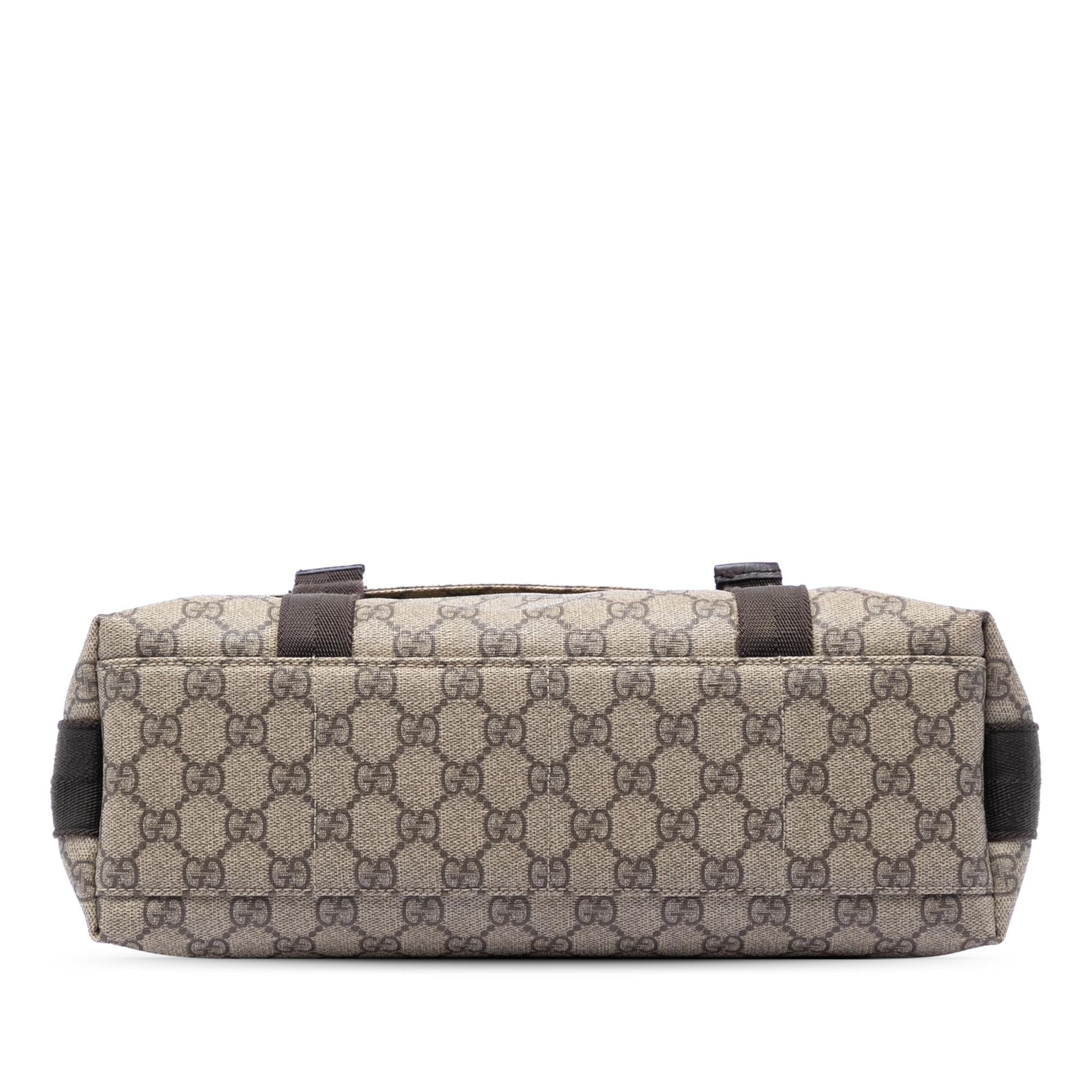 Gucci Large GG Supreme Double Buckle Flap Messenger Bag