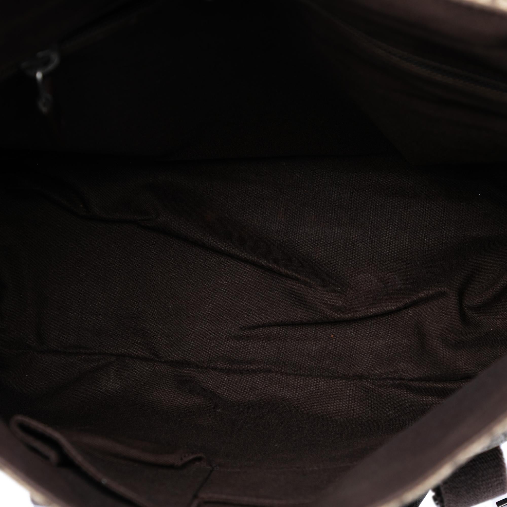 Gucci Large GG Supreme Double Buckle Flap Messenger Bag