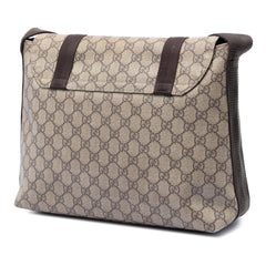 Gucci Large GG Supreme Double Buckle Flap Messenger Bag